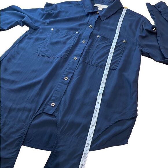 Michael Kors button down tie blouse navy blue size XS - Picture 9 of 12
